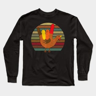 Peace Sign Turkey Hand Cool Thanksgiving Hippie Men Women Long Sleeve T-Shirt